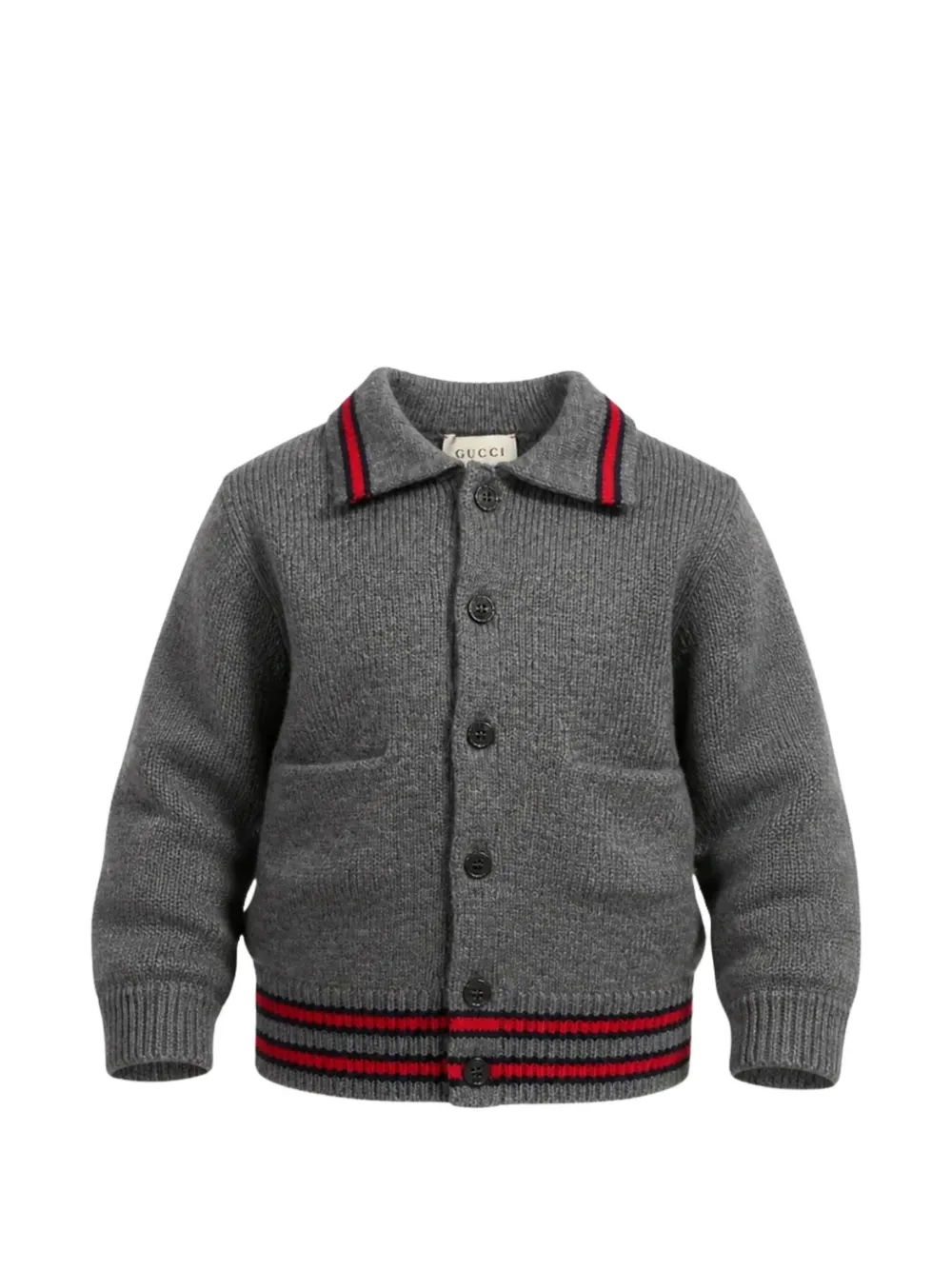 Gucci Kids Cardigan mit Webstreifen - Grau