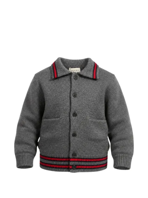 Gucci Kids Web-stripe knitted cardigan