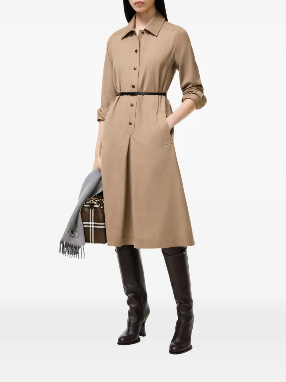 Burberry Wollen blousejurk Bruin