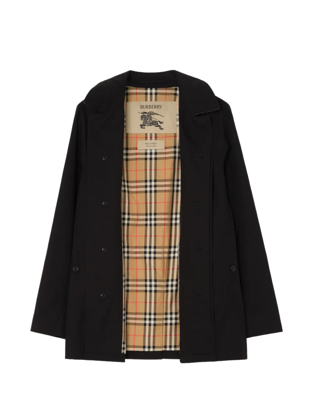 Burberry Extra korte gabardine Camden jas Zwart