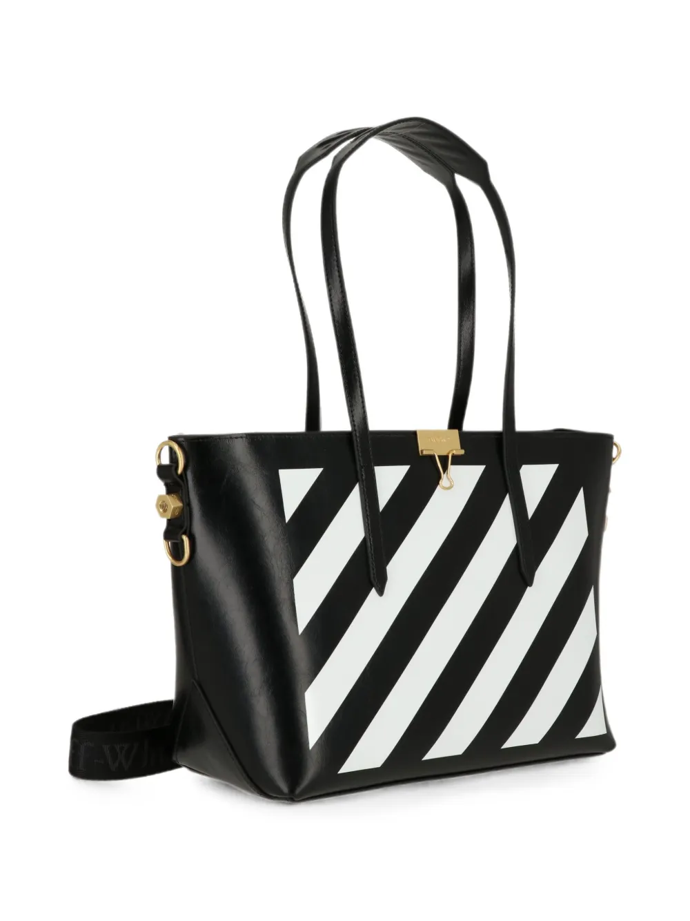 Off-White Binder-clip shopper met diagonale streep Zwart