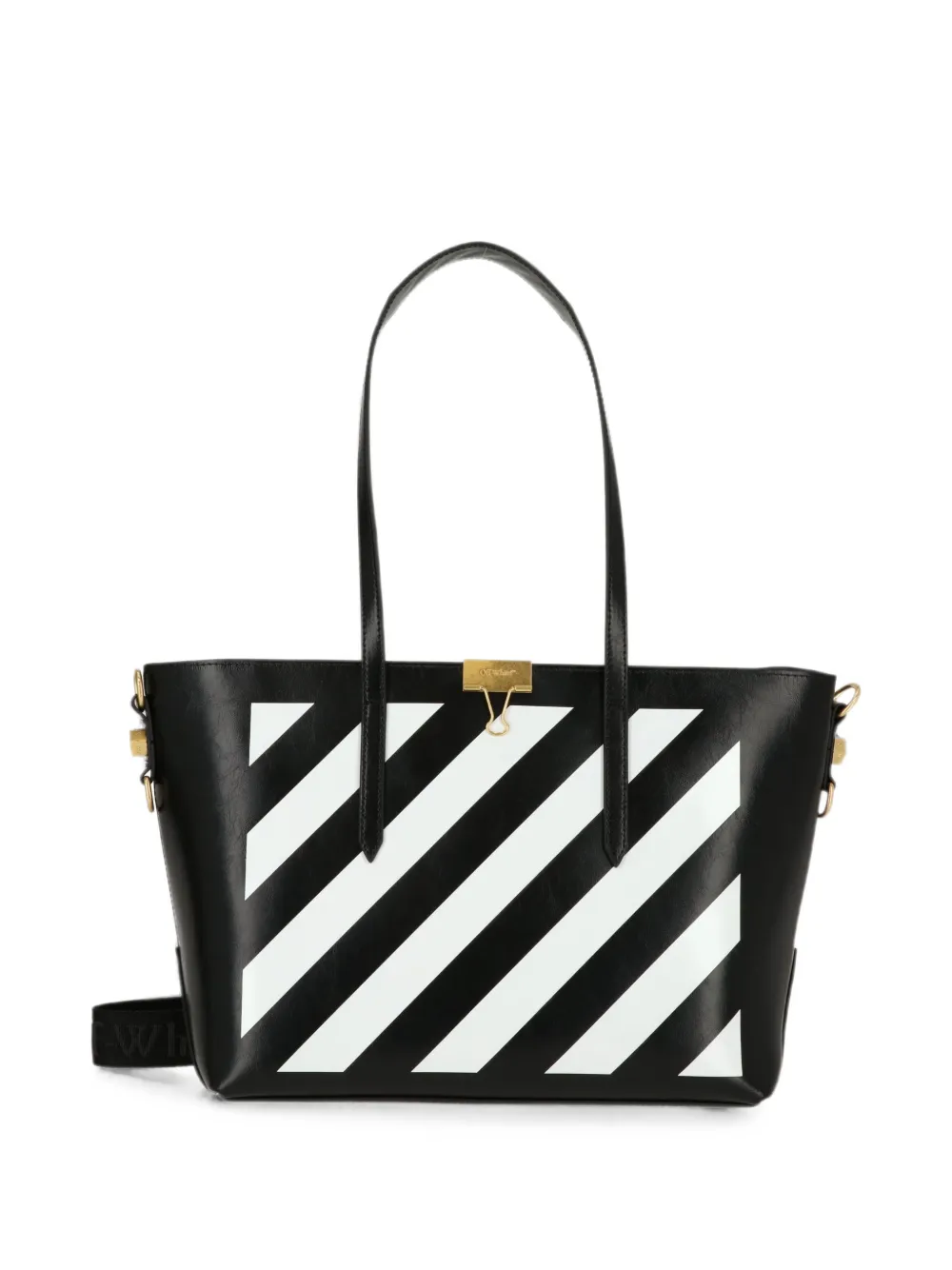 Off-White Binder-clip shopper met diagonale streep Zwart