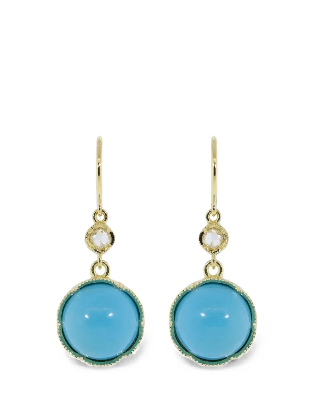 Irene Neuwirth turquoise and diamond drop earrings - Gold