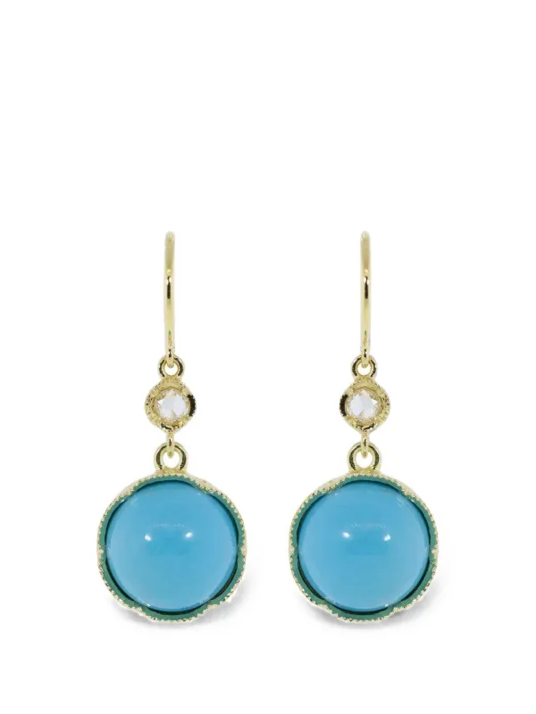 Irene Neuwirth Turquoise and Diamond Drop Earrings in Gold