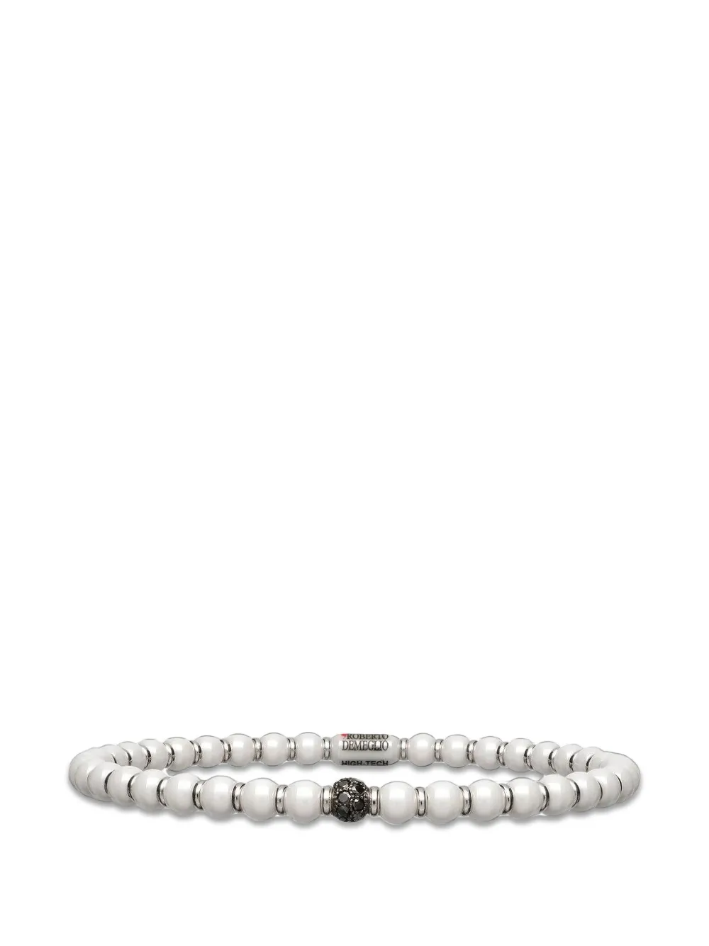 Roberto Demeglio Bracciale Sfera con diamanti neri e ceramica - Bianco