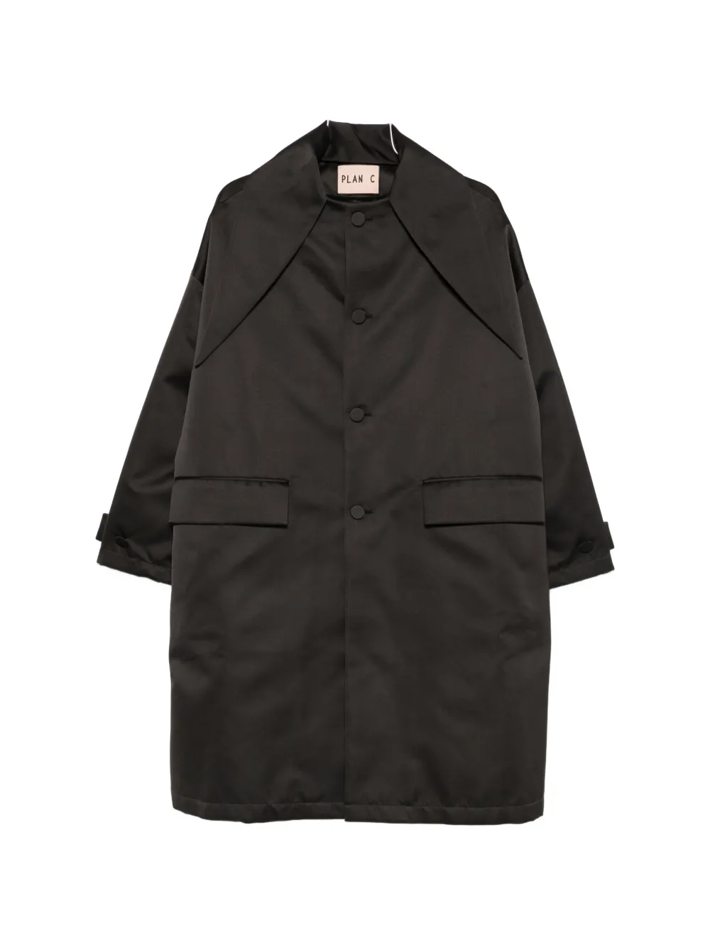 Plan C concealed-button coat - Schwarz