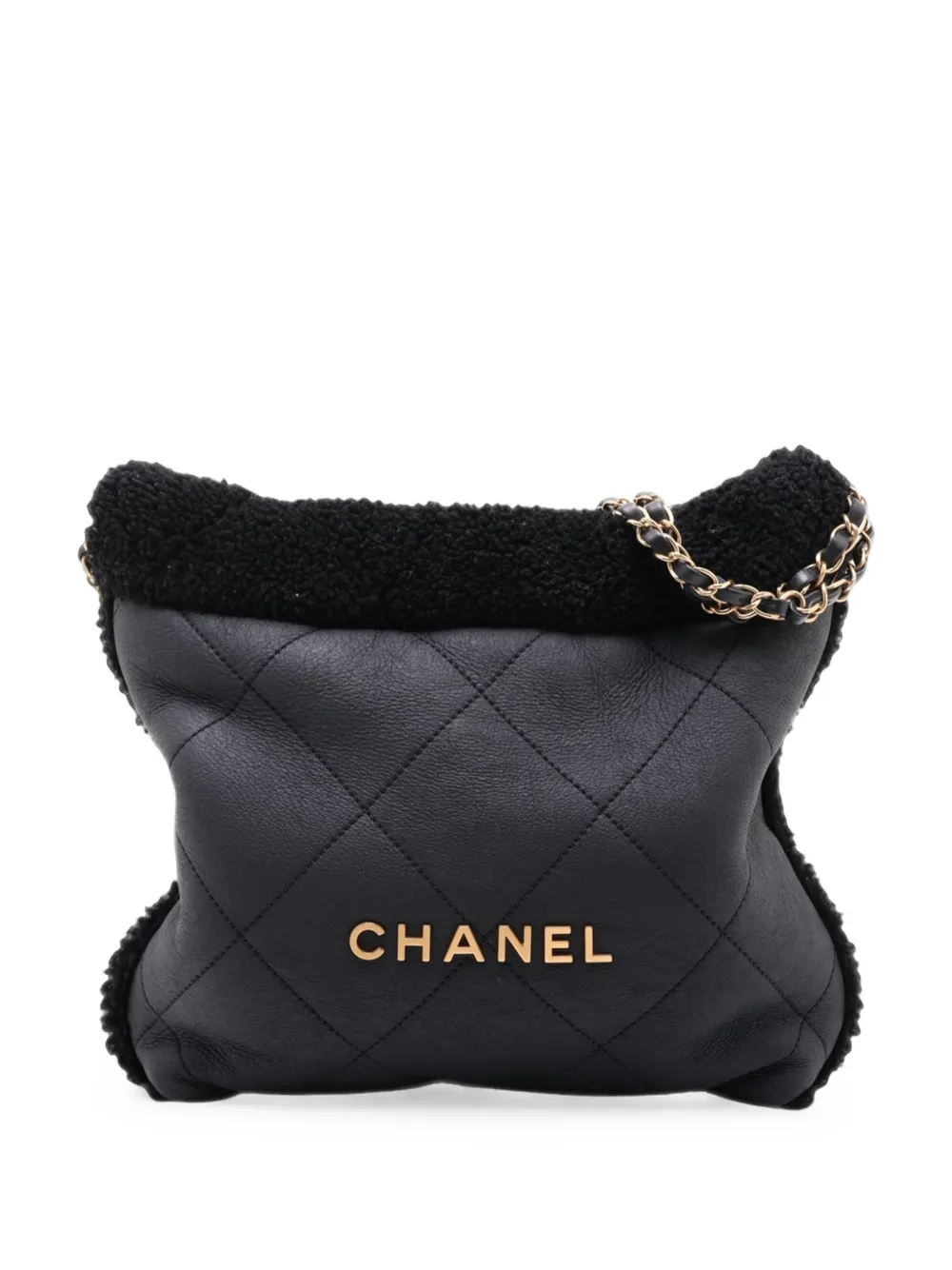 CHANEL Pre-Owned 2021-2026 Small Quilted Aged Lambskin and Shearling 22 Handbag tote bag - Schwarz