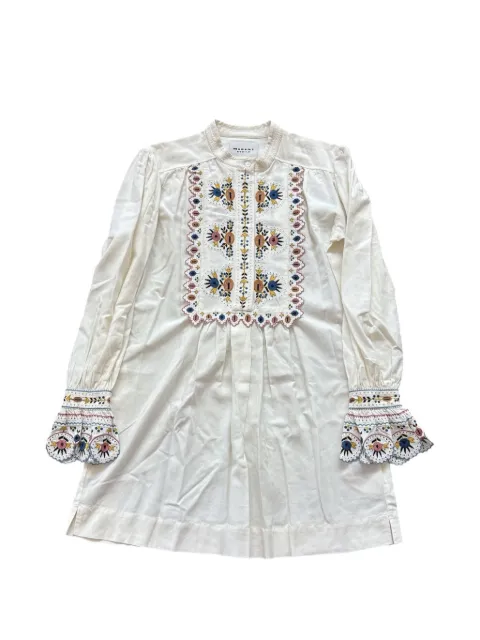 MARANT ÉTOILE embroidered ruffled-cuff mini dress