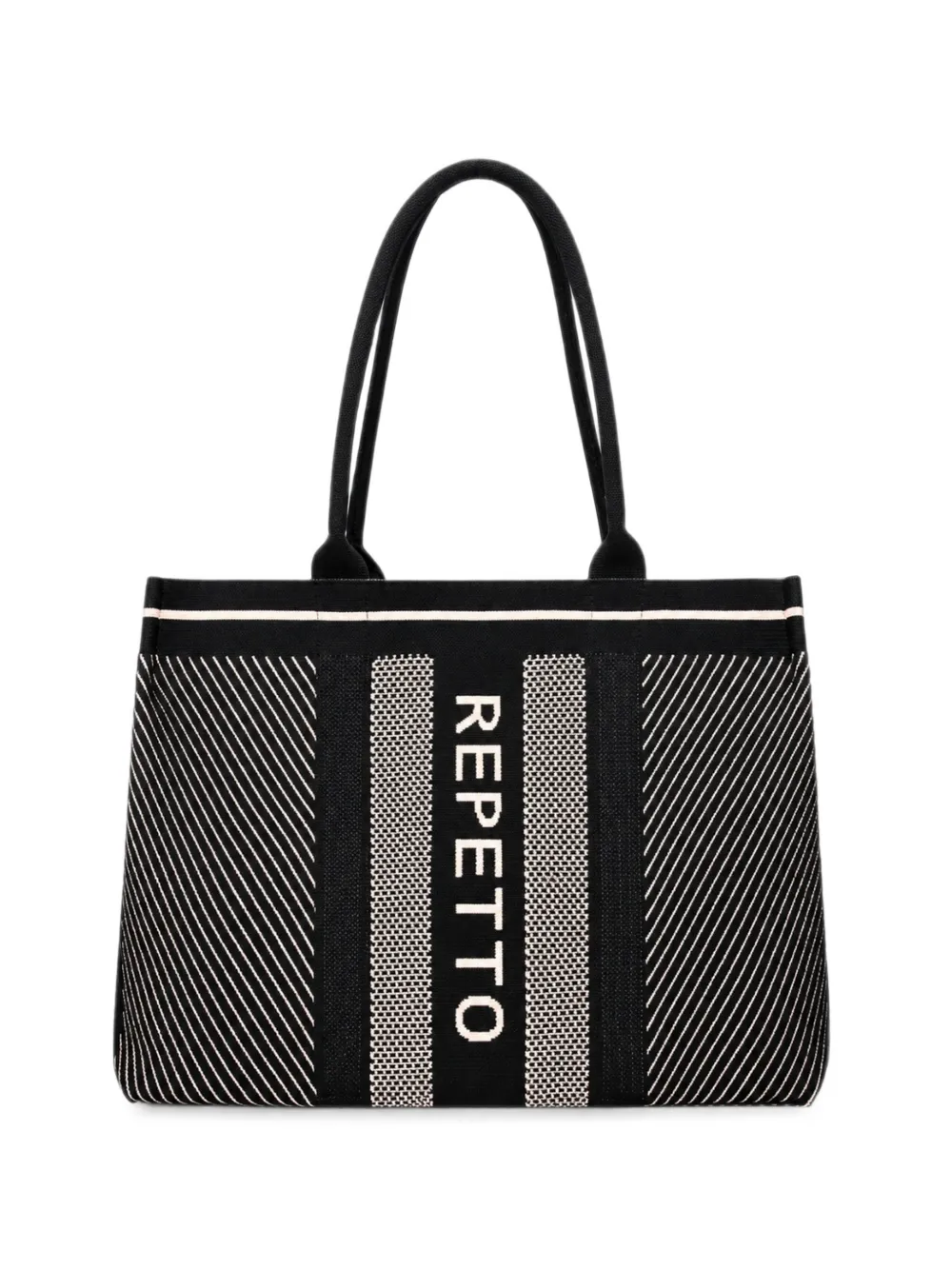 Repetto medium logo-print knitted shoulder bag - Nero