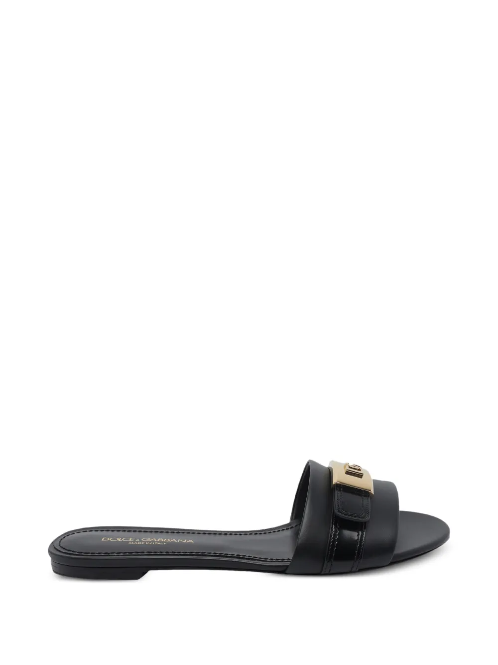 Dolce & Gabbana logo-plaque leather sandals Zwart