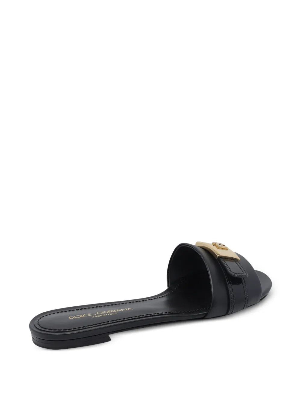 Dolce & Gabbana logo-plaque leather sandals Zwart