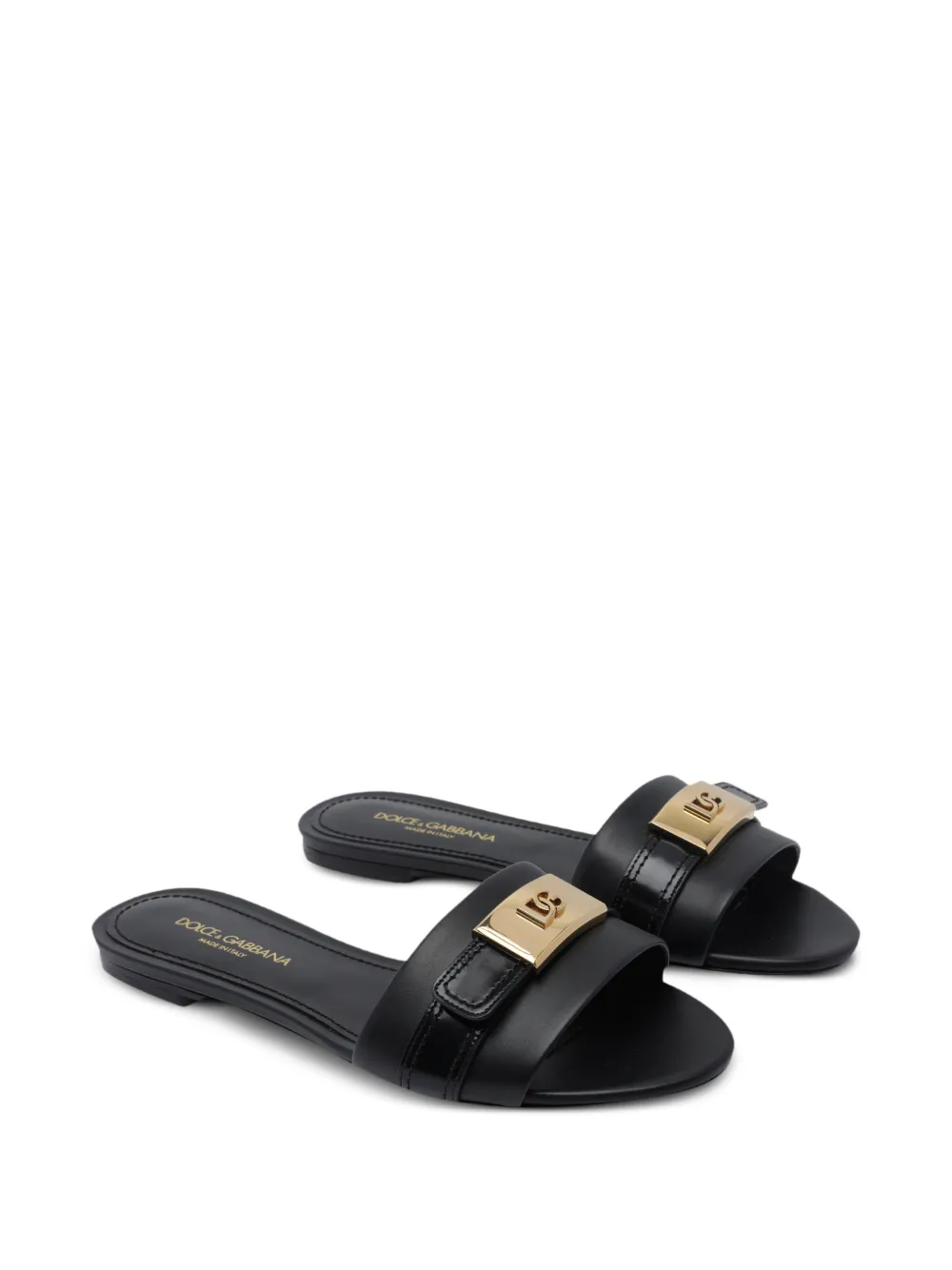 Dolce & Gabbana logo-plaque leather sandals Zwart
