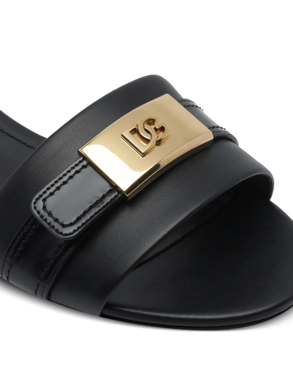 Dolce & Gabbana logo-plaque leather sandals Zwart