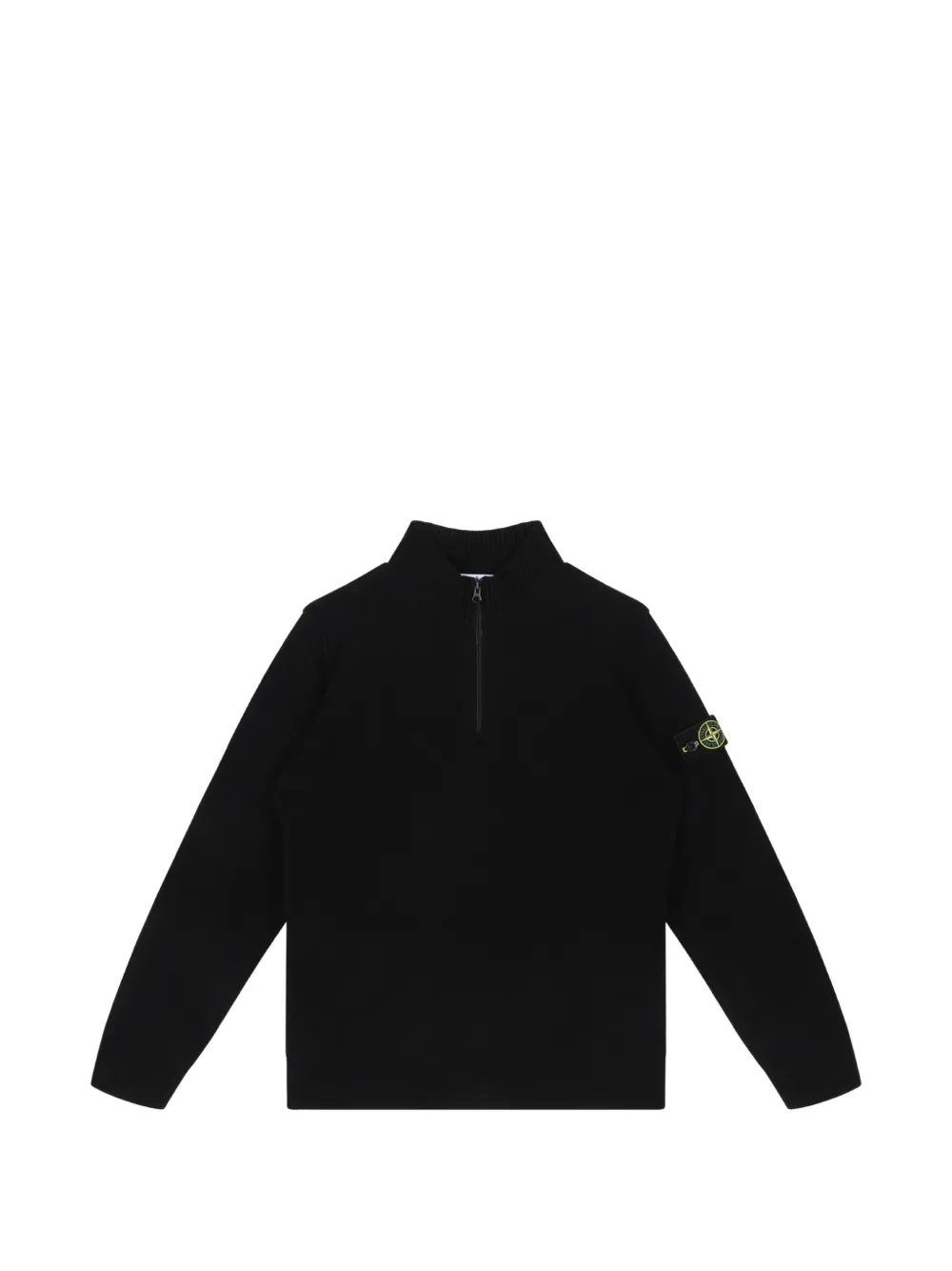 Stone Island Junior logo-patch quarter-zip sweater - Nero