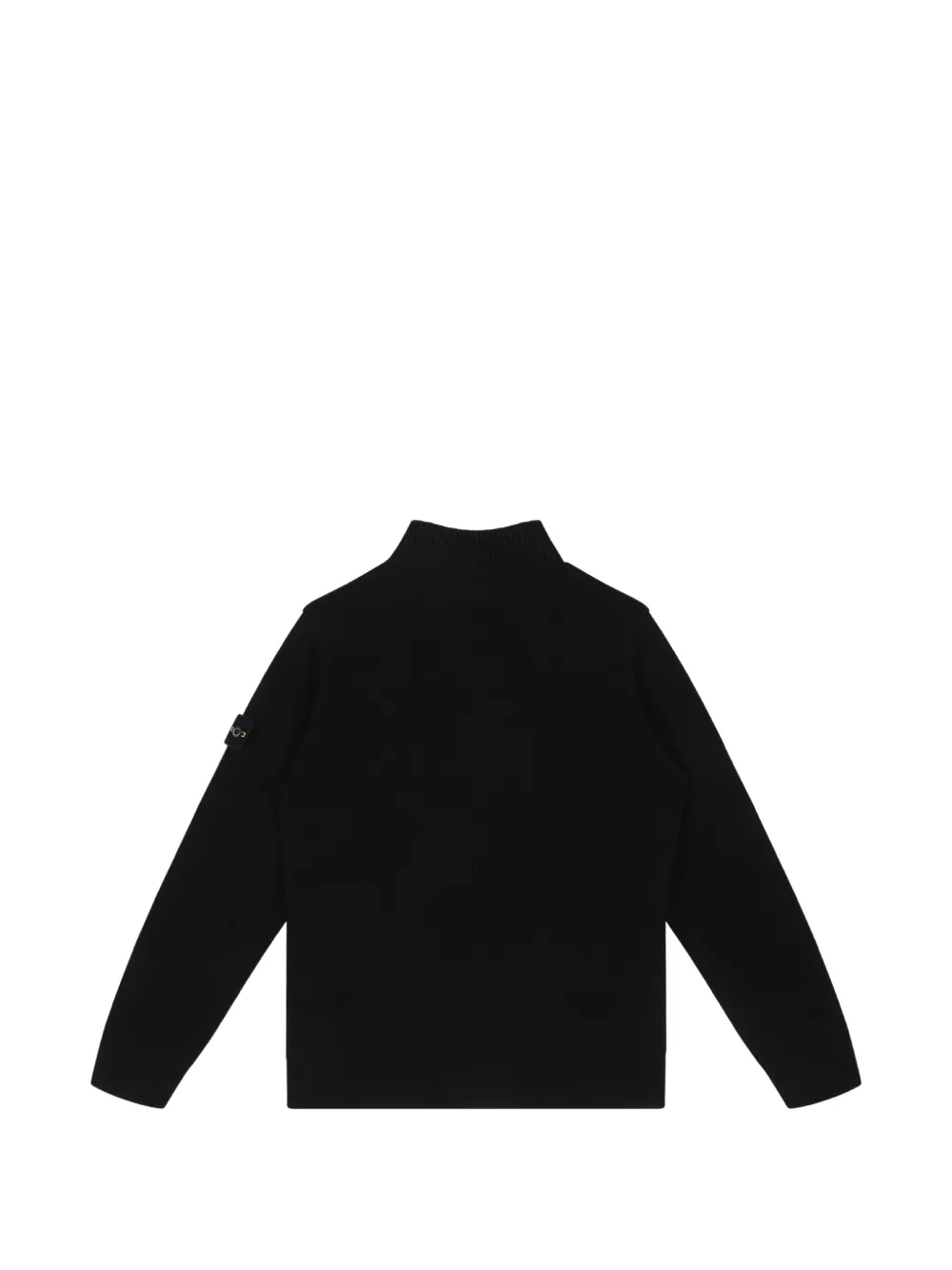 Stone Island Junior Trui met logopatch en rits Zwart