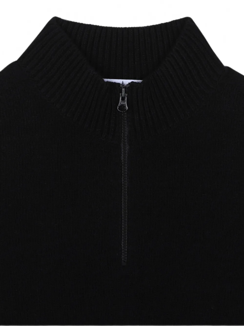Stone Island Junior Trui met logopatch en rits Zwart