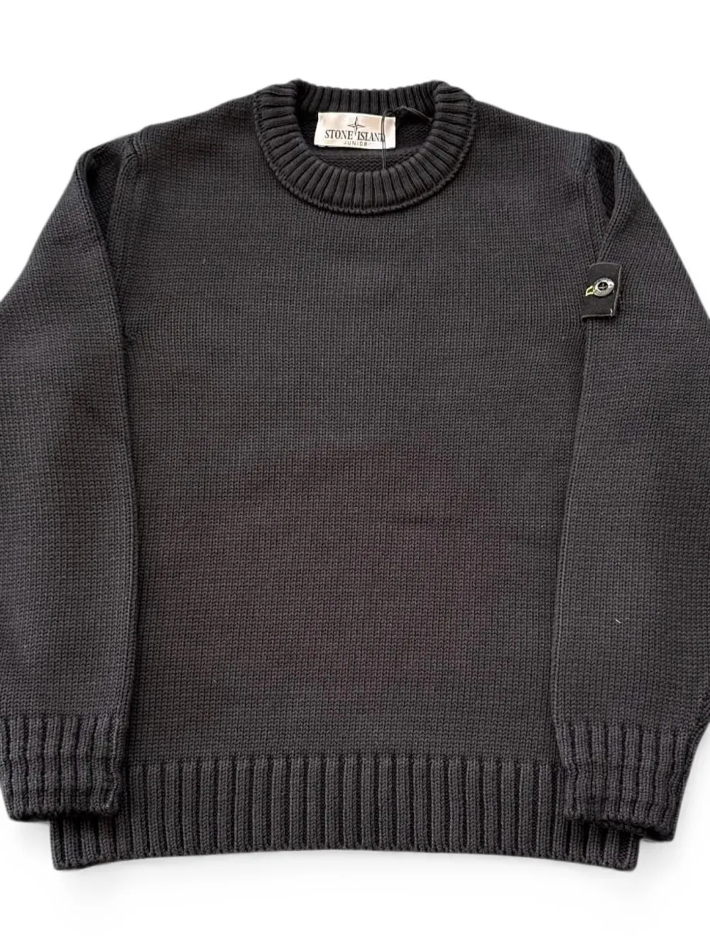 Stone Island Junior Grofgebreide trui met logopatch Grijs