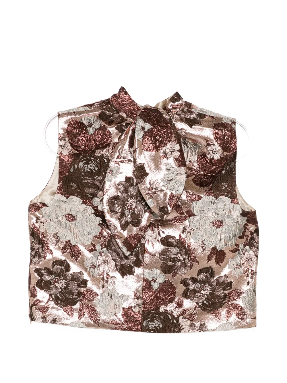 Elie Saab Mouwloze top met bloemenbrokaat Beige