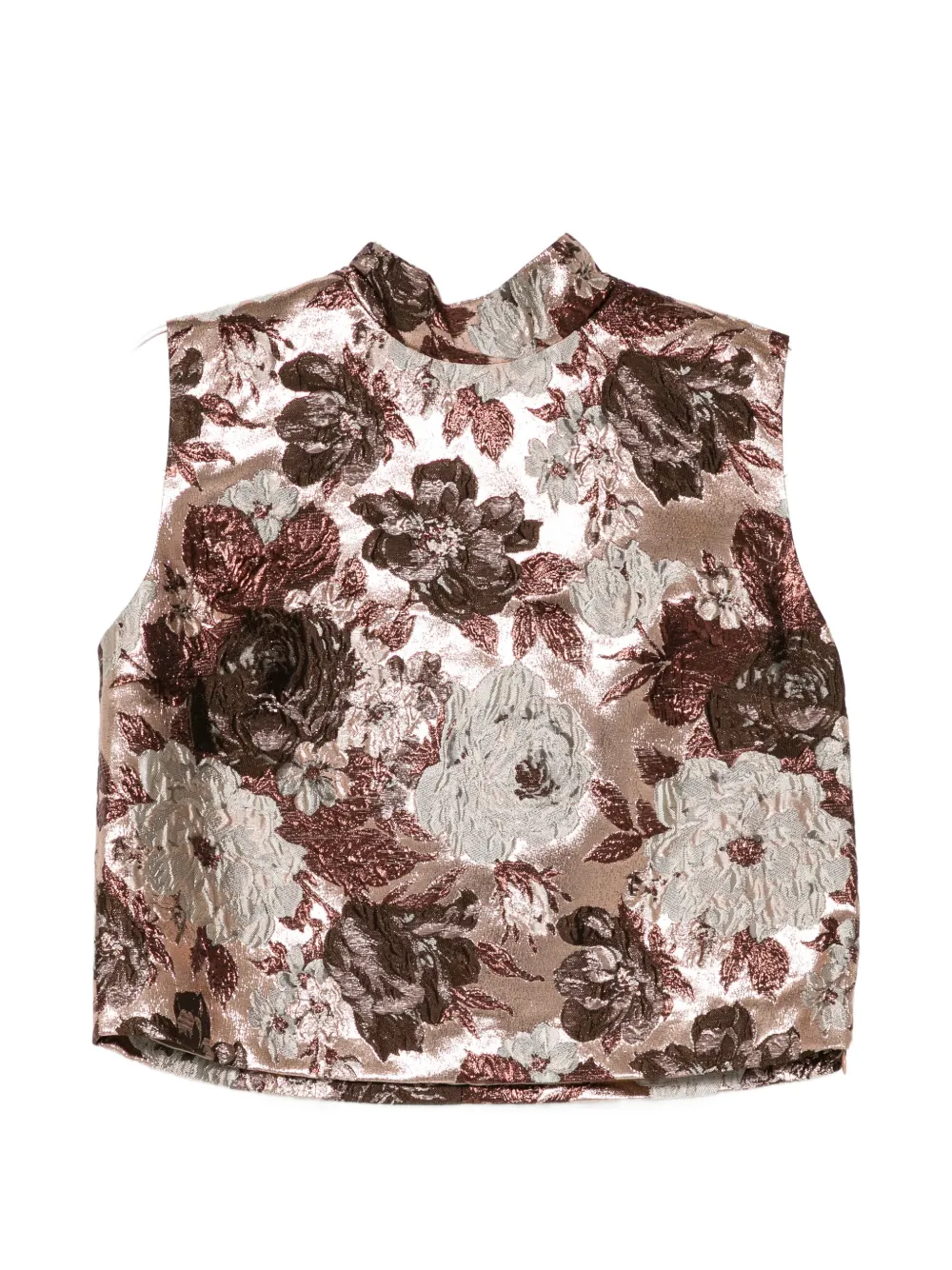 Elie Saab floral-brocade sleeveless top - Toni neutri