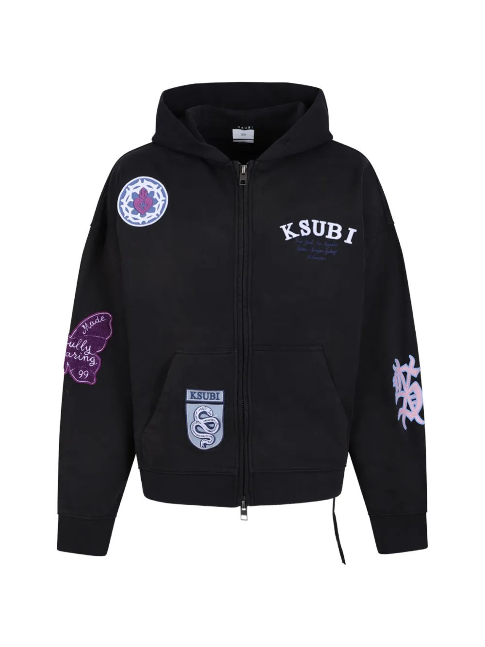 Ksubi Genesis Ekcess logo-patch zip-up hoodie | Black | Image 1