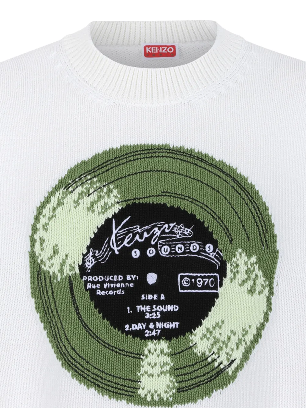 Kenzo Sounds intarsia cotton sweater Wit