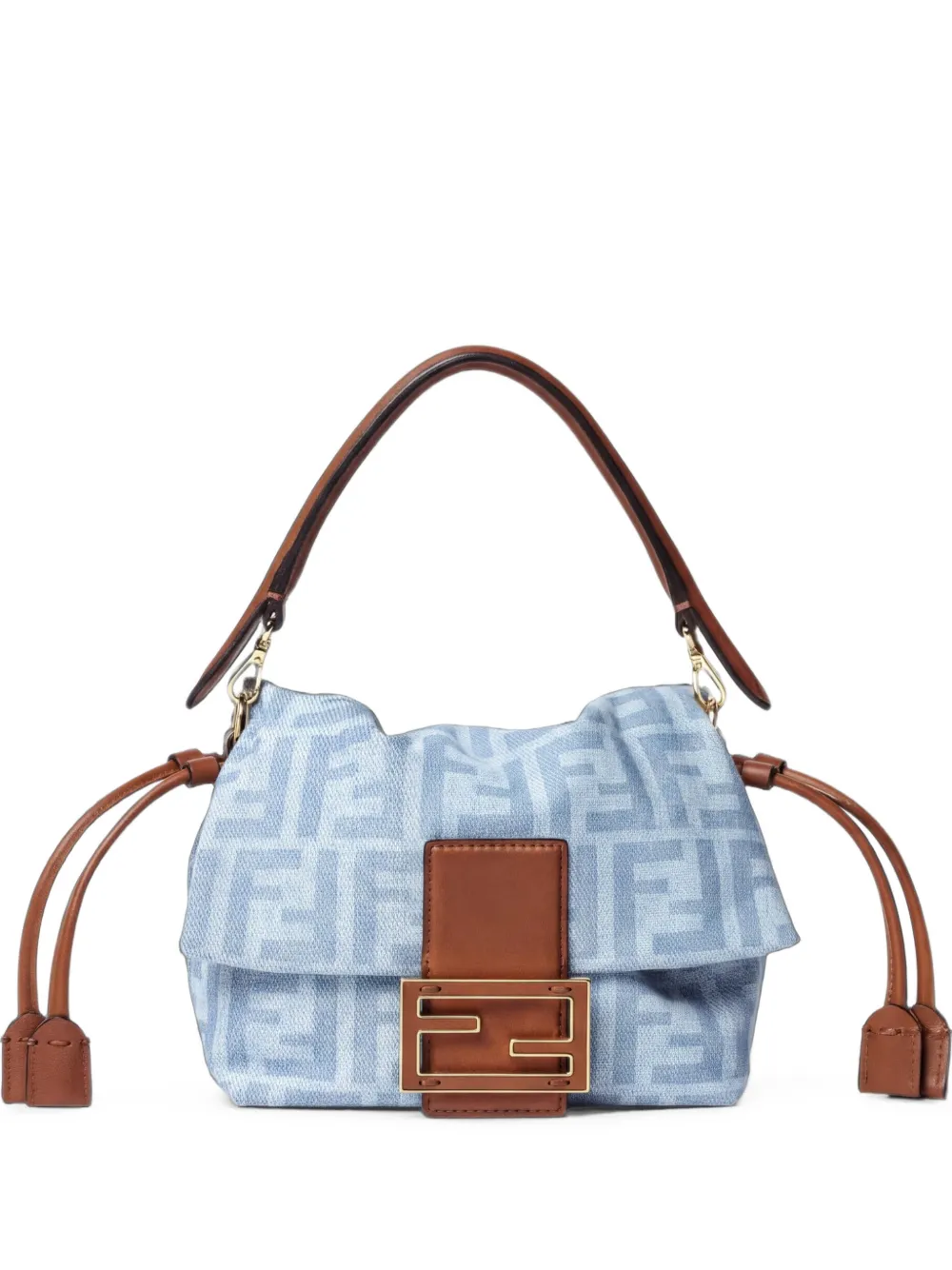 FENDI Baguette® Soft small light blue FF denim mini bag