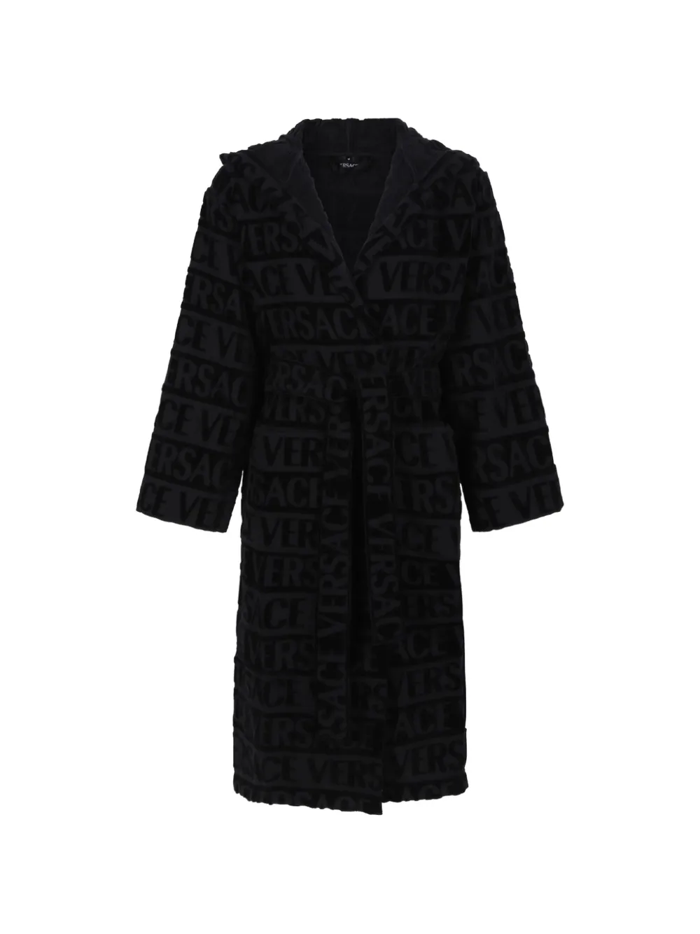 Versace Home logo-jacquard hooded bathrobe - Nero