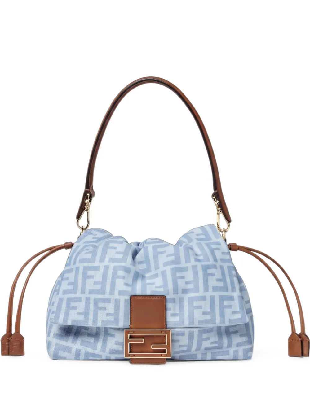 FENDI Baguette® Soft Medium light blue FF denim bag