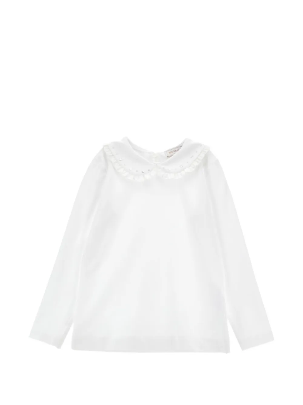 Monnalisa ruffled crystal-embellished T-shirt - Bianco
