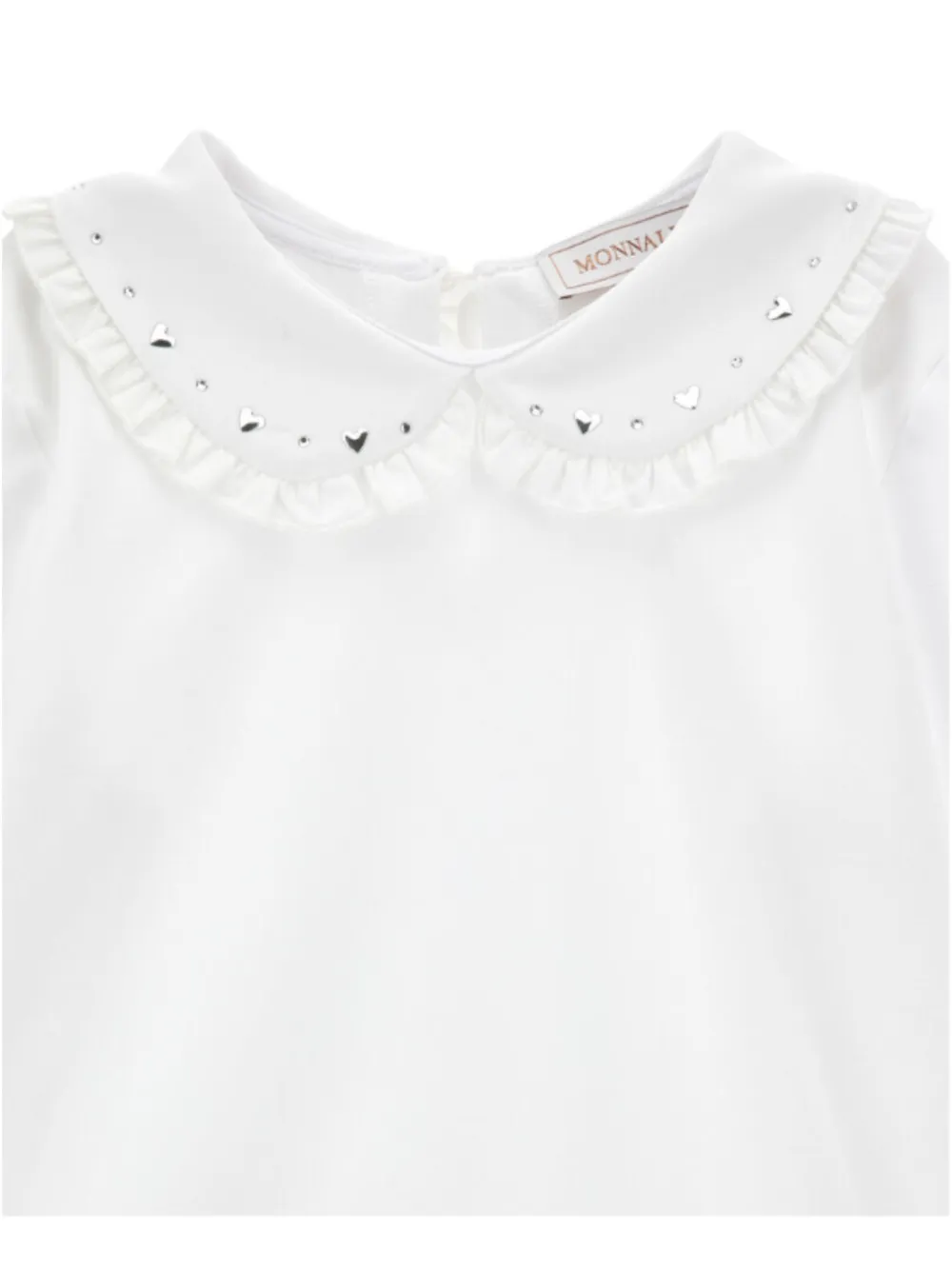 Monnalisa ruffled crystal-embellished T-shirt Wit