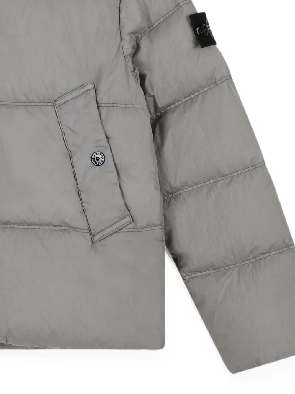 Stone Island Junior Gewatteerd donsjack met Compass-patch Grijs
