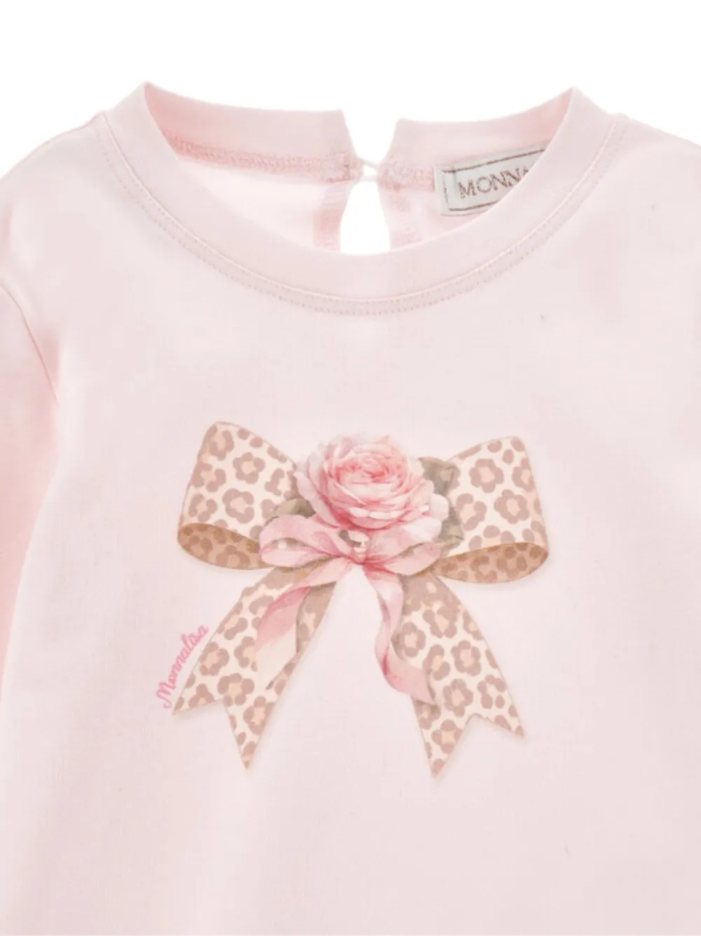 Monnalisa bow-print long-sleeve T-shirt Roze