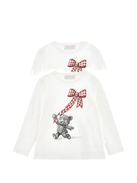 Monnalisa teddy-bear print long-sleeve T-shirt
