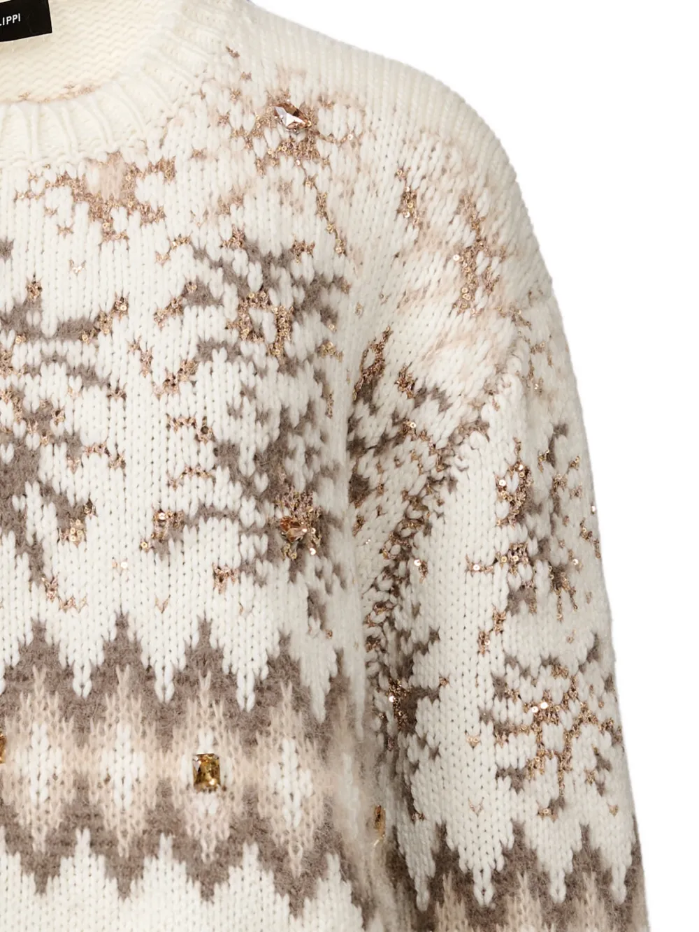 Fabiana Filippi Sweater verfraaid met kristallen Beige