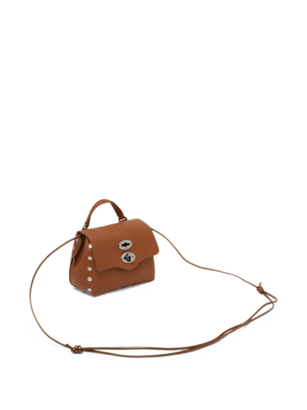 Zanellato Sbaby Postina stud-embellished leather clutch bag Bruin