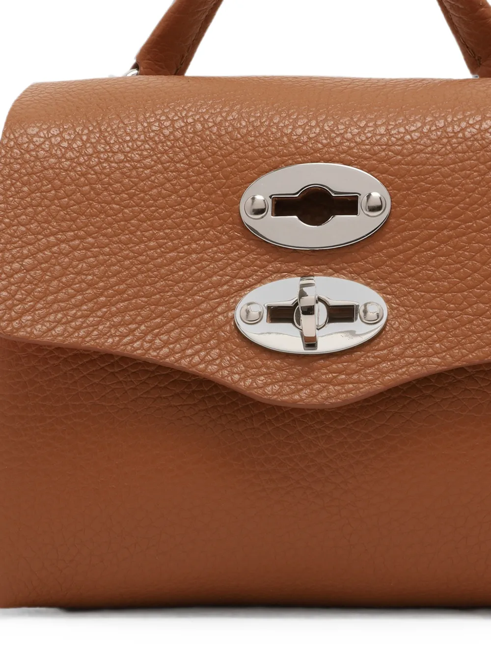 Zanellato Sbaby Postina stud-embellished leather clutch bag Bruin
