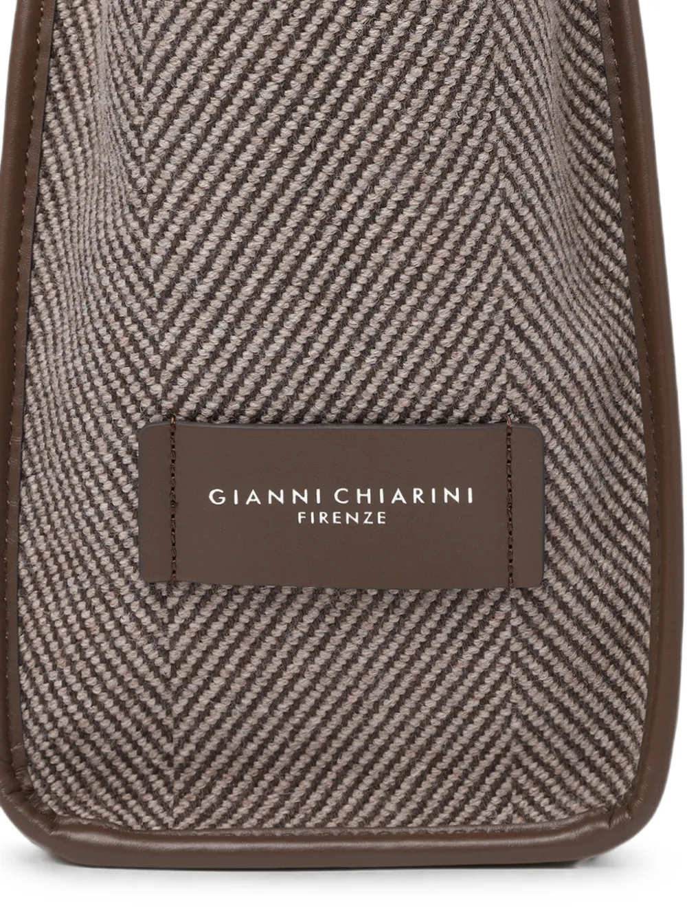 GIANNI CHIARINI Marcella geweven shopper met visgraatpatroon Bruin