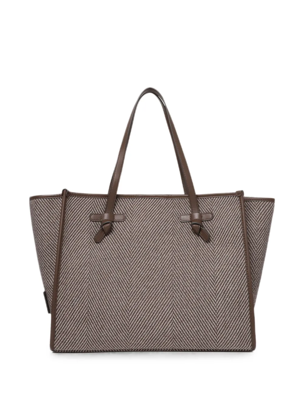 GIANNI CHIARINI Marcella geweven shopper met visgraatpatroon Bruin