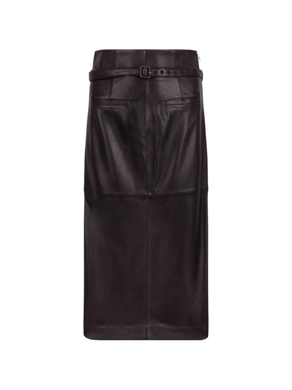 AMI Paris belted leather midi skirt - Red