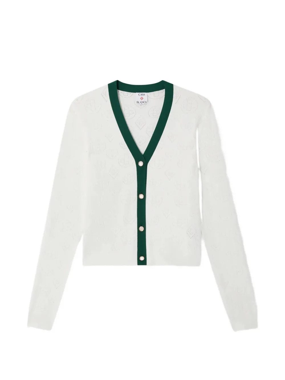 Casablanca white oointelle monogram cardigan - Toni neutri