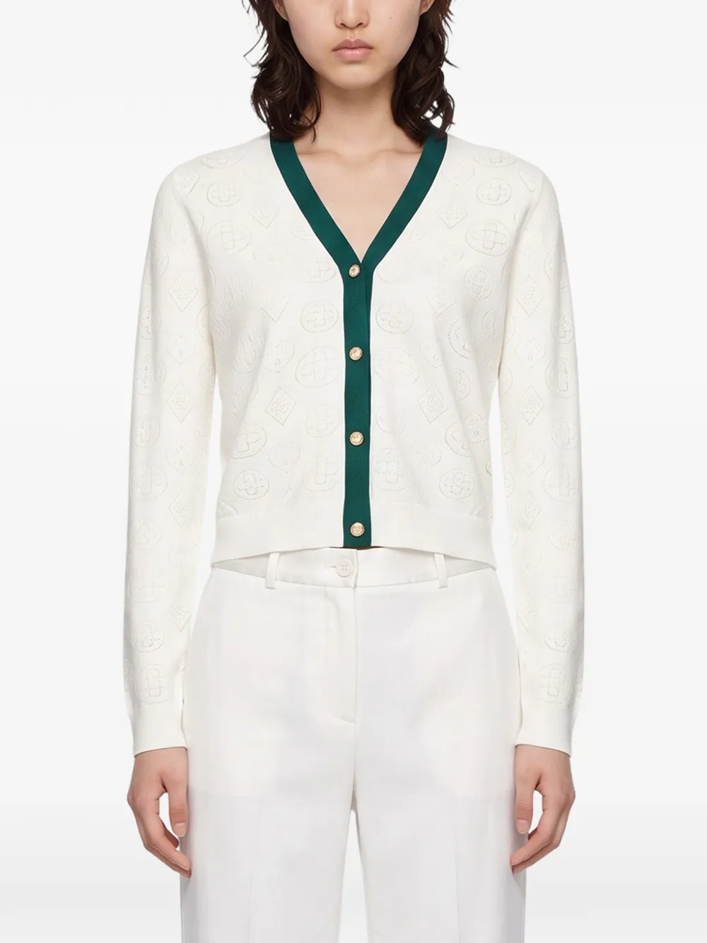 Casablanca Pointelle vest met monogram Wit