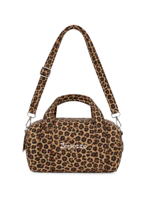 Repetto mini leopard-print barrel clutch bag