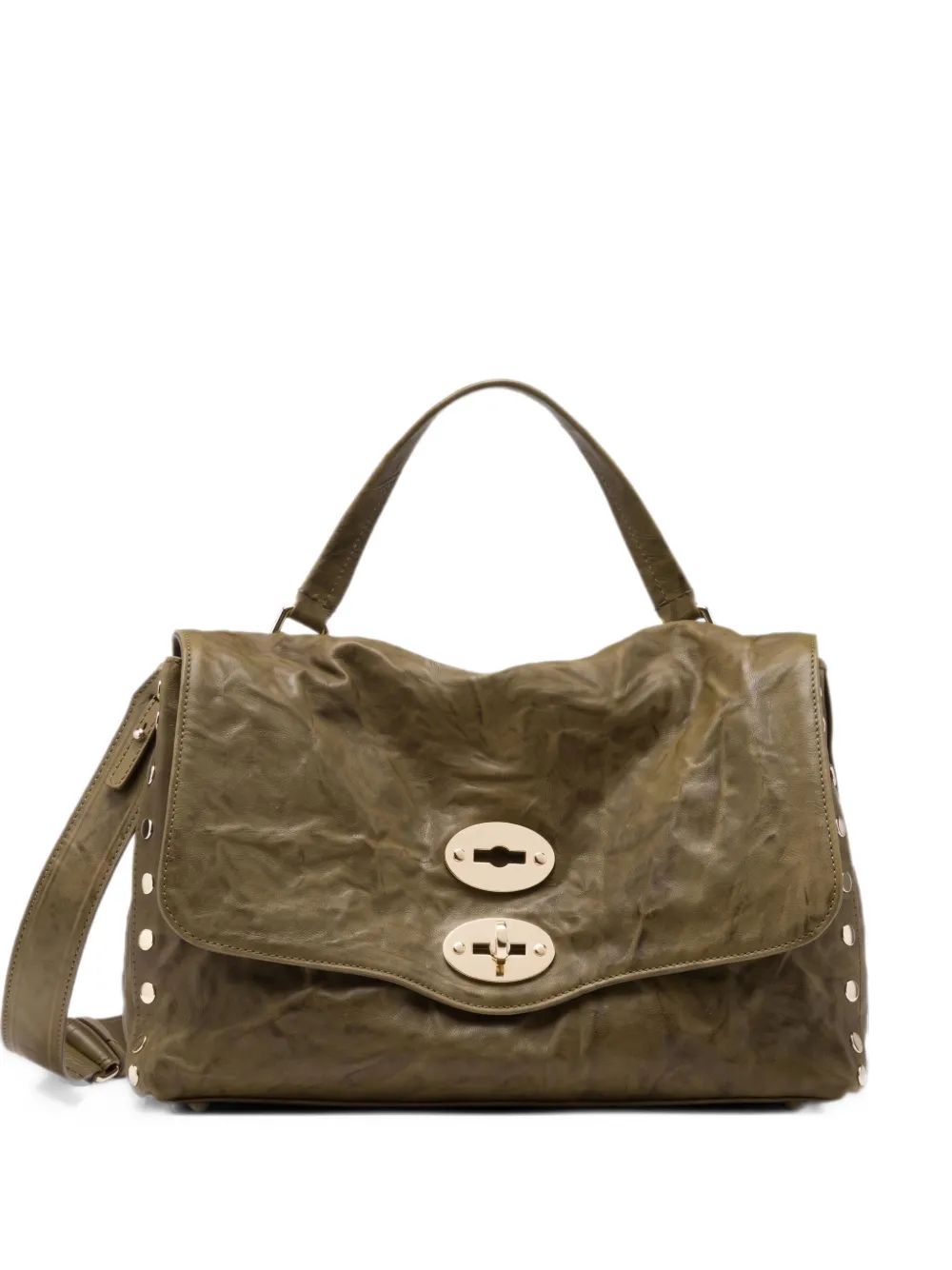 Zanellato Postina kleine shopper verfraaid met studs Groen