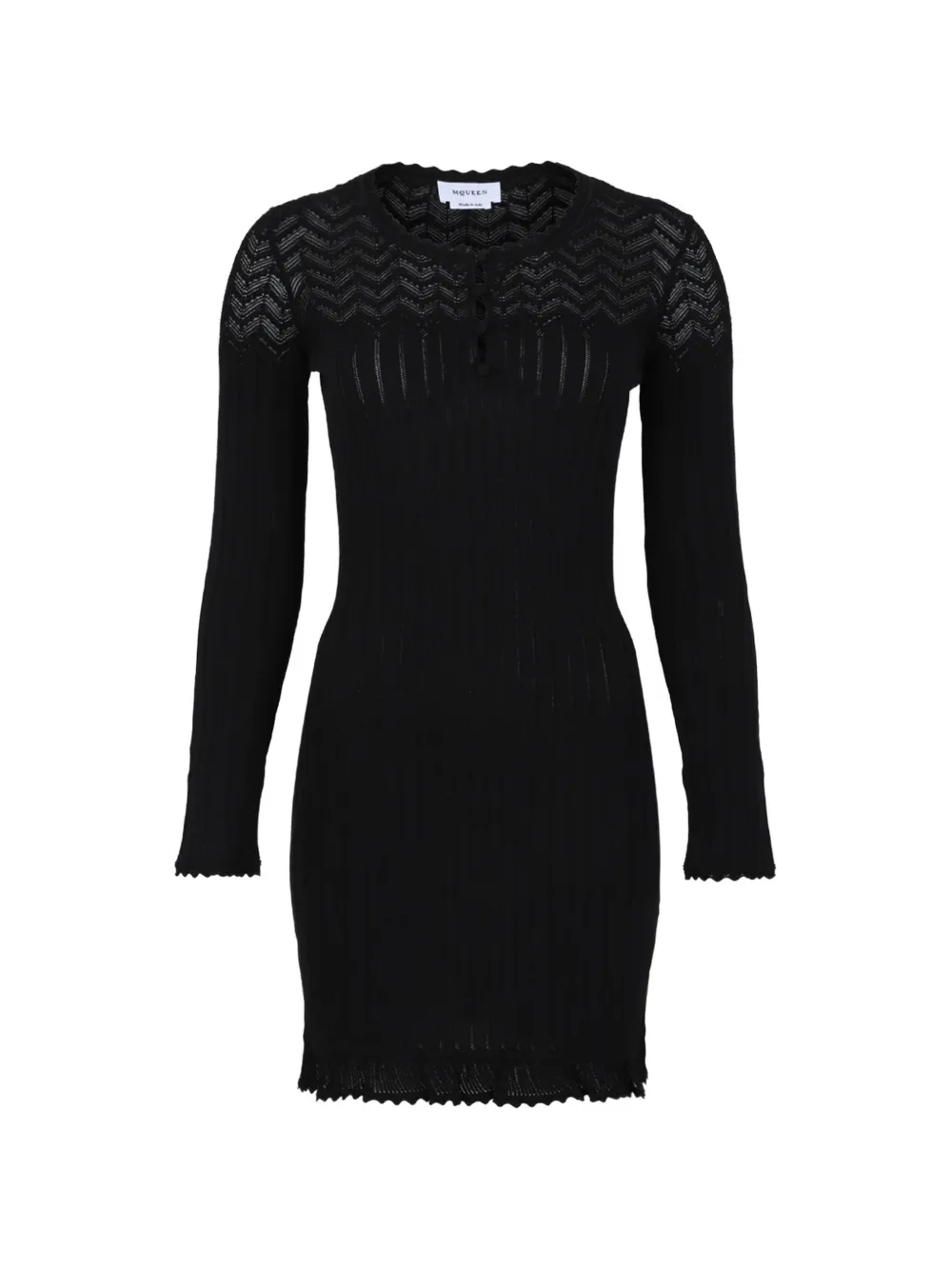 Alexander McQueen pointelle-knit mini dress in black - Schwarz