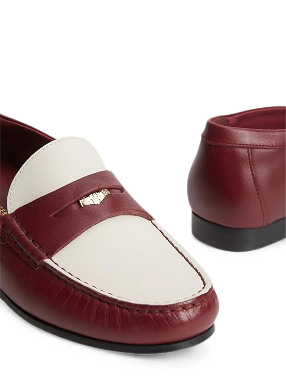 Tommy Hilfiger logo-plaque two-tone leather loafers Rood