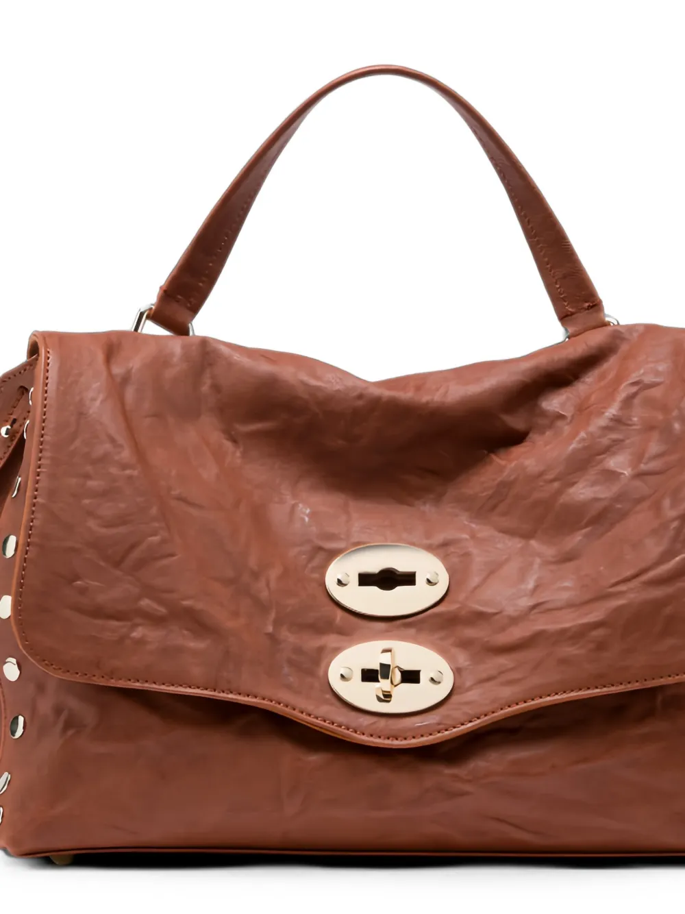 Zanellato Kleine Postina leren shopper verfraaid met studs Bruin