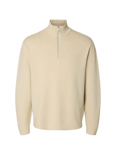 SELECTED half-zip knitted sweater