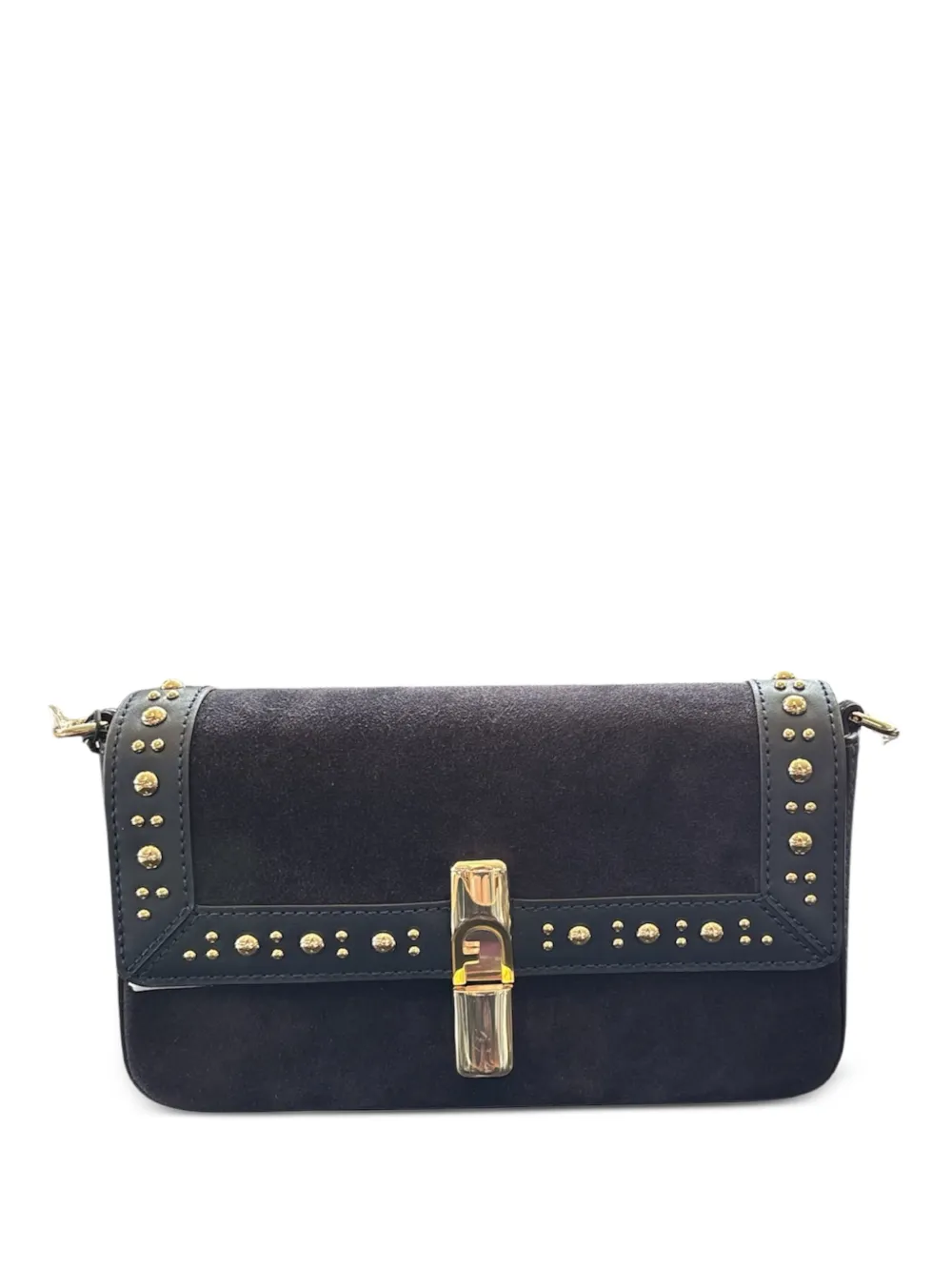 Furla small Iride studded suede crossbody bag - Blu