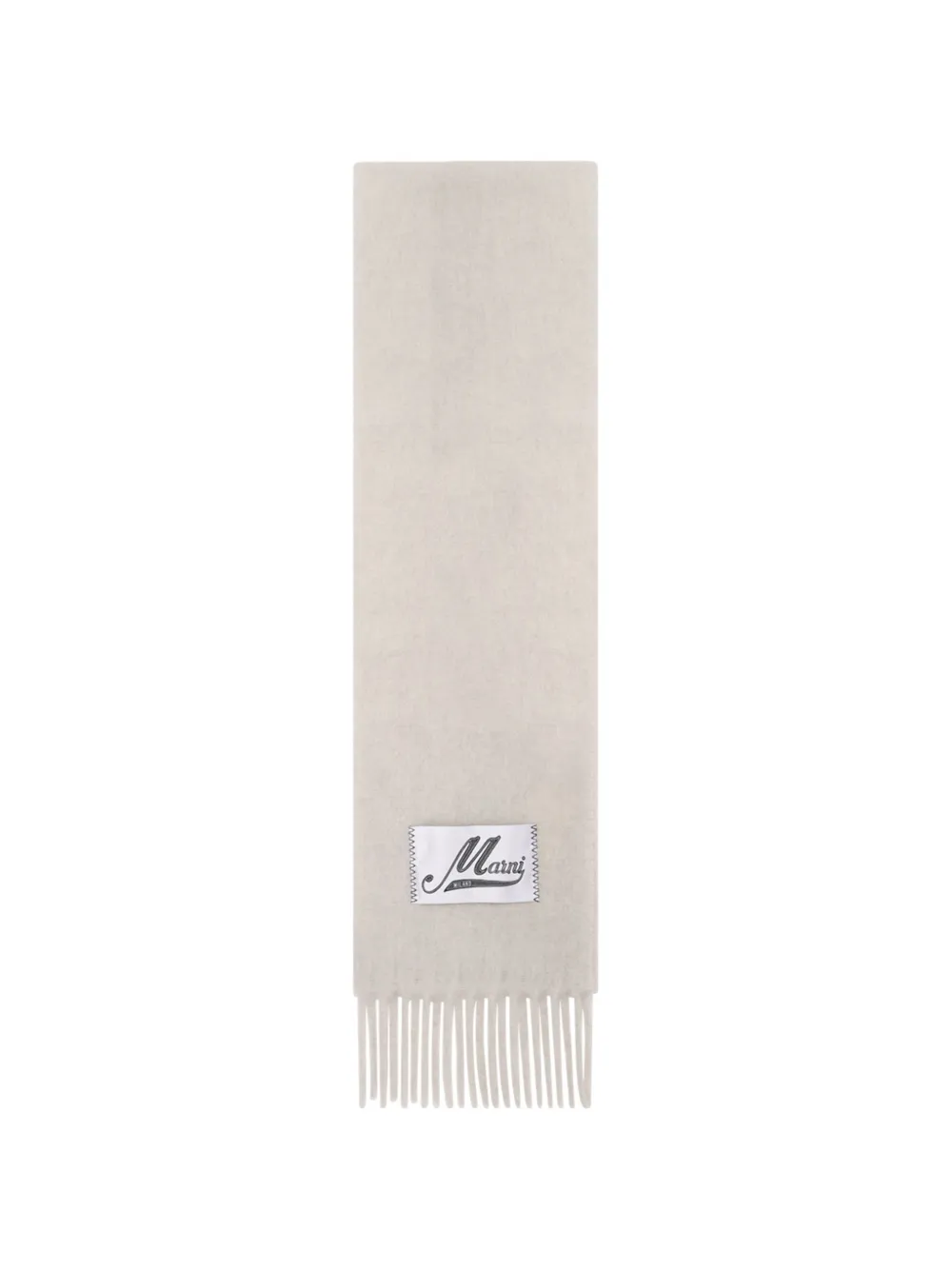 Marni logo-patch fringed scarf - Toni neutri