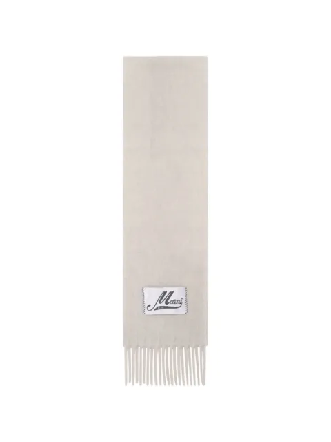 Marni logo-patch fringed scarf